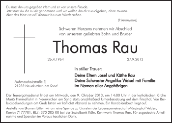 Traueranzeige von Thomas Rau von Pegnitz-Zeitung